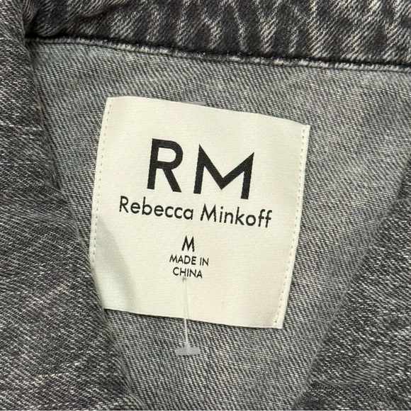 Rebecca Minkoff Gray Grey Denim Jean Jacket Studded Punk Button Up Size M Cotton - Picture 8 of 8